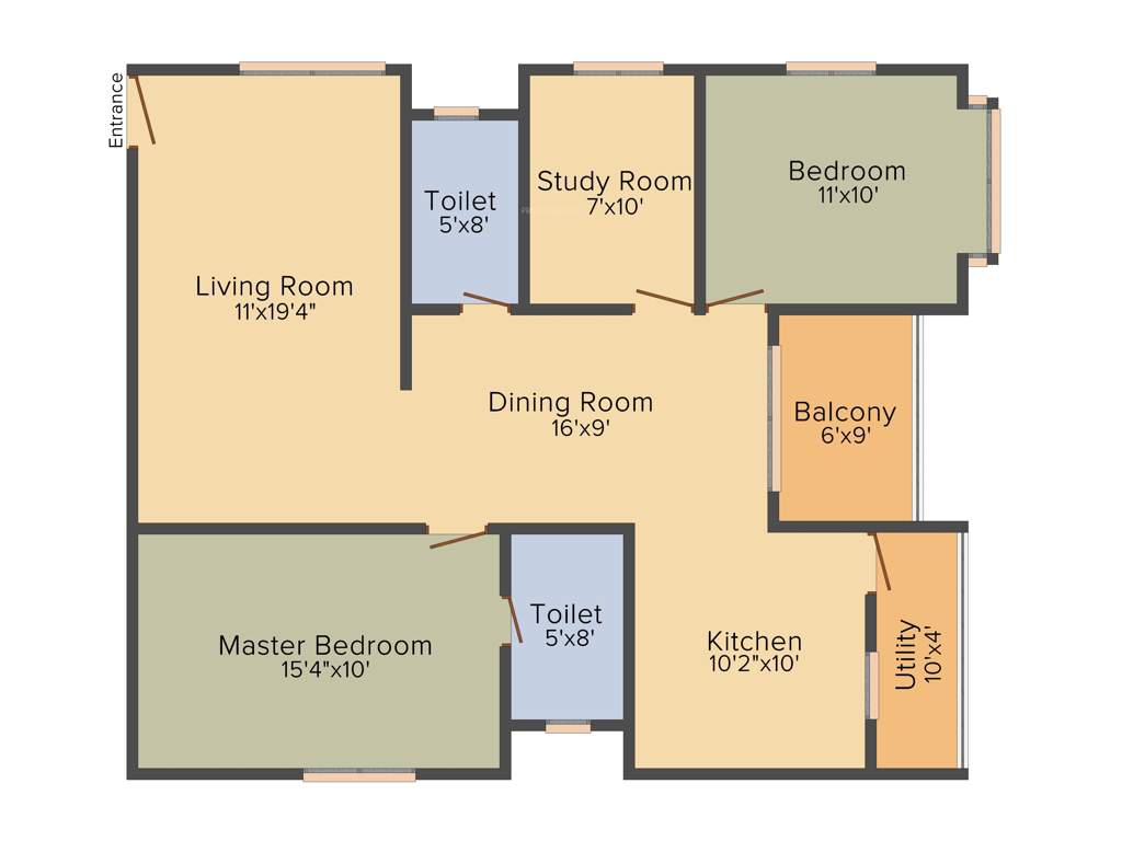 Disha Central Park (2BHK+2T (1,343 sq ft)   Study Room 1343 sq ft)