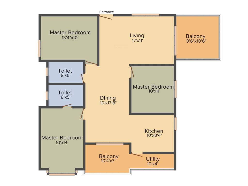 Disha Central Park (3BHK+2T (1,549 sq ft) 1549 sq ft)