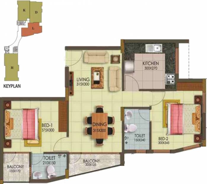 Arcon Infinity (2BHK+2T (965 sq ft) 965 sq ft)