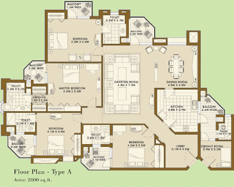 ATS Golf Meadows Lifestyle (4BHK+5T (2,800 sq ft) + Servant Room 2800 sq ft)
