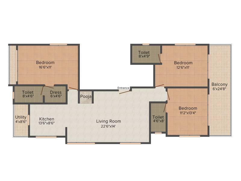 Revati Meridian (3BHK+3T (1,780 sq ft) + Pooja Room 1780 sq ft)