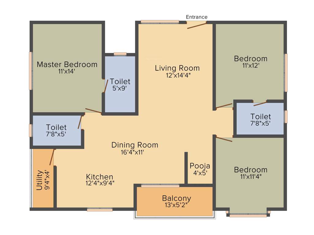 Disha Central Park (3BHK+3T (1,539 sq ft)   Pooja Room 1539 sq ft)