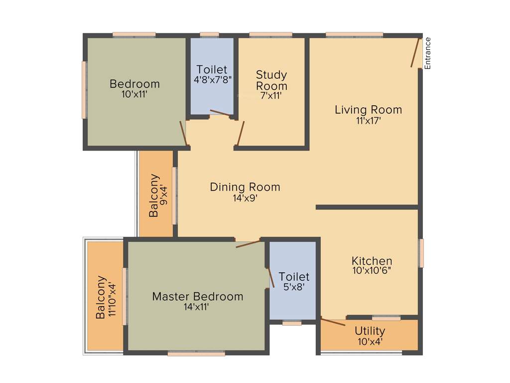 Disha Central Park (2BHK+2T (1,338 sq ft)   Study Room 1338 sq ft)