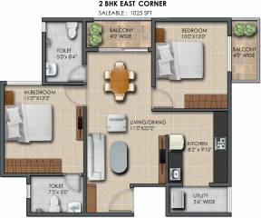 Subha 9 Sky Vue (2BHK+2T (1,025 sq ft) 1025 sq ft) Subha 9 Sky Vue (2BHK+2T (1,025 sq ft) 1025 sq ft)