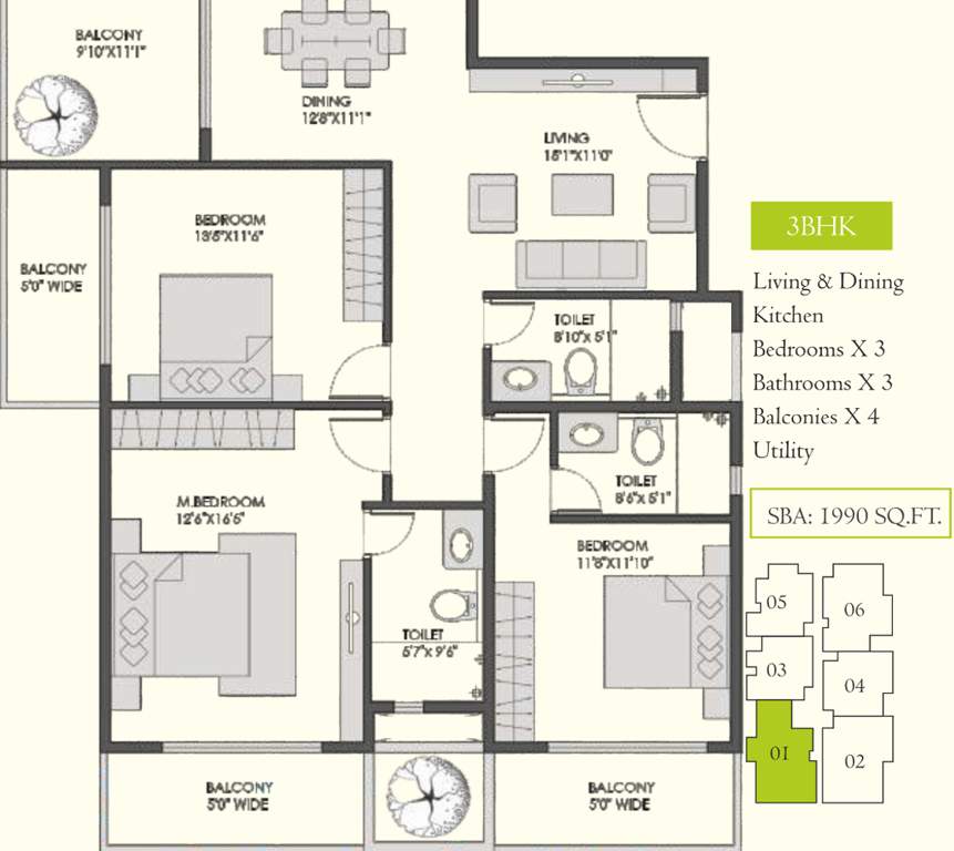 Sai Serene (3BHK+3T (1,990 sq ft) 1990 sq ft)