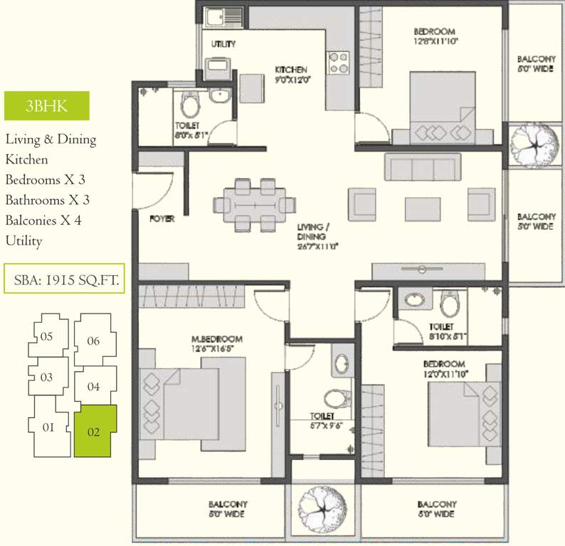 Sai Serene (3BHK+3T (1,915 sq ft) 1915 sq ft)