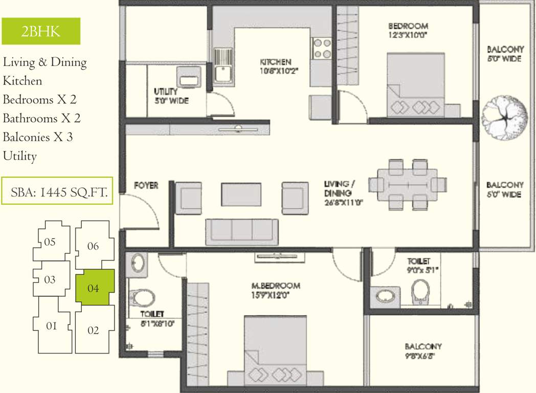 Sai Serene (2BHK+2T (1,445 sq ft) 1445 sq ft)