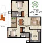 Silver Springs (2BHK+2T (1,100 sq ft) 1100 sq ft)