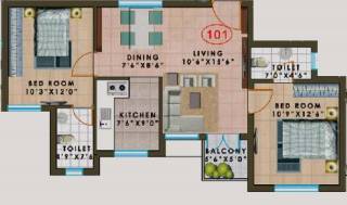 Agni Pelican Heights (2BHK+2T (980 sq ft) 980 sq ft)