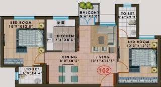 Agni Pelican Heights (2BHK+2T (1,006 sq ft) 1006 sq ft)