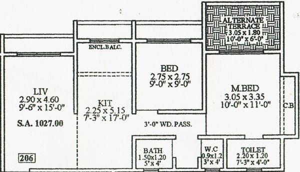 DSB Group Deepak Castle (2BHK+2T (1,027 sq ft) 1027 sq ft)