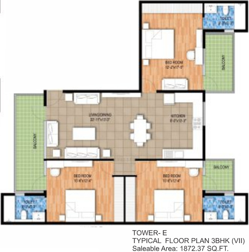 Raheja Maheshwara (3BHK+3T (1,872 sq ft) 1872 sq ft)