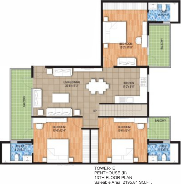 Raheja Maheshwara (3BHK+3T (2,195 sq ft) 2195 sq ft)