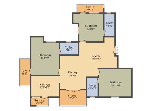 Kirthika Aavas (3BHK+3T (1,520 sq ft) 1520 sq ft)