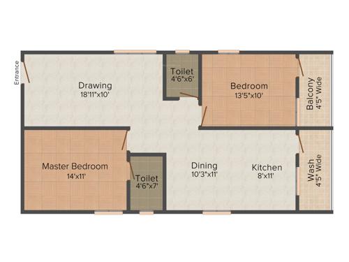 Tirtha Signature 1 (2BHK+2T (1,230 sq ft) 1230 sq ft)