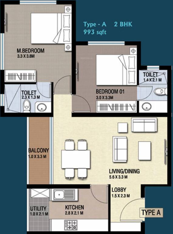 Nucleus Riva (2BHK+2T (993 sq ft) 993 sq ft) Nucleus Riva (2BHK+2T (993 sq ft) 993 sq ft)