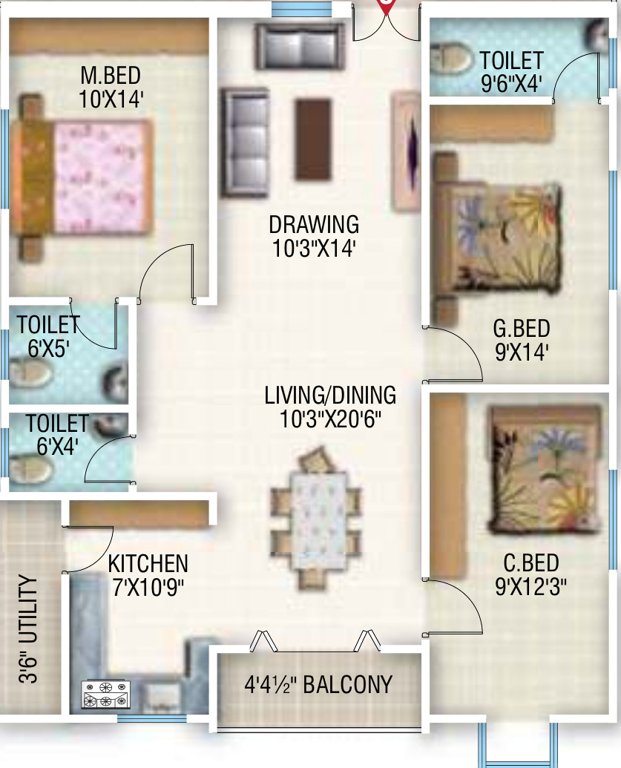 GSRK Vishnus Om Shanti (3BHK+3T (1,476 sq ft) 1476 sq ft)