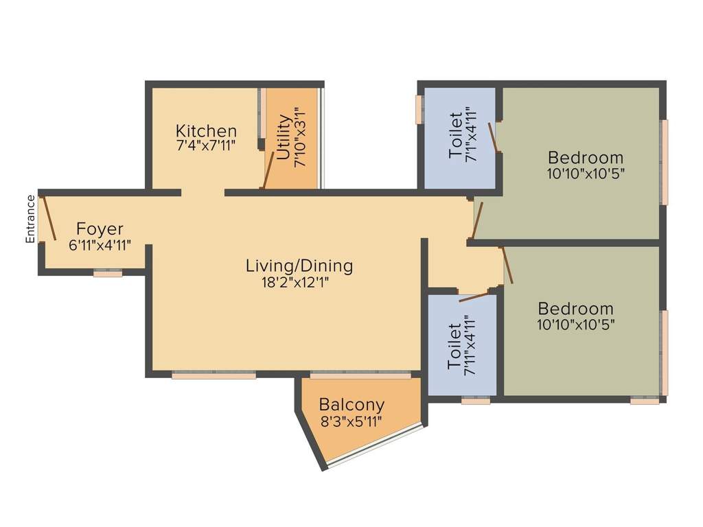 Prime Arete Homes (2BHK+2T (995 sq ft) 995 sq ft)