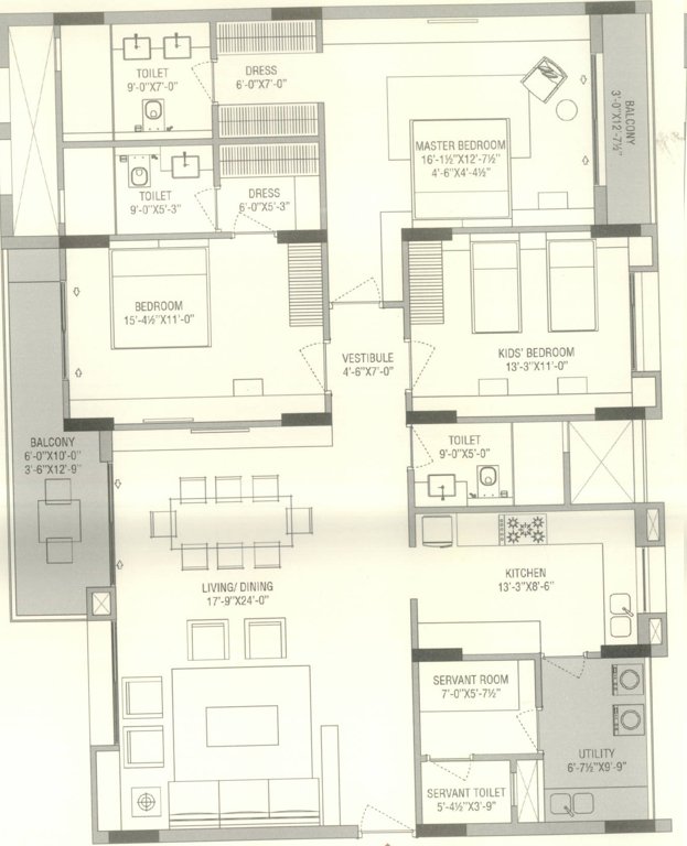 Mahima Elanza (3BHK+4T (2,356 sq ft) Servant Room 2356 sq ft)