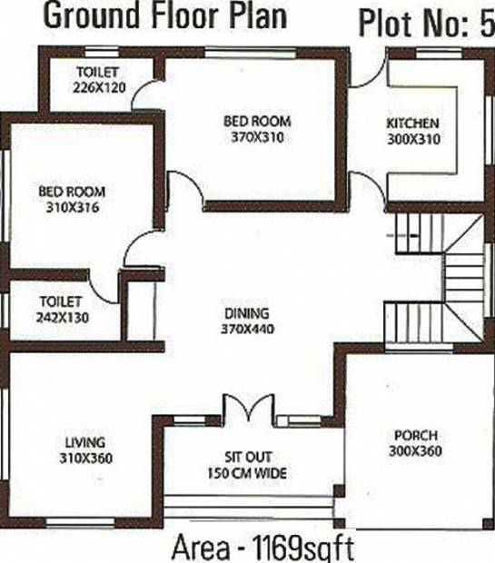 Bounteous Builders Bounty Meadows Ground Floor Plan (3BHK+4T (1,850 sq ft) 1850 sq ft)