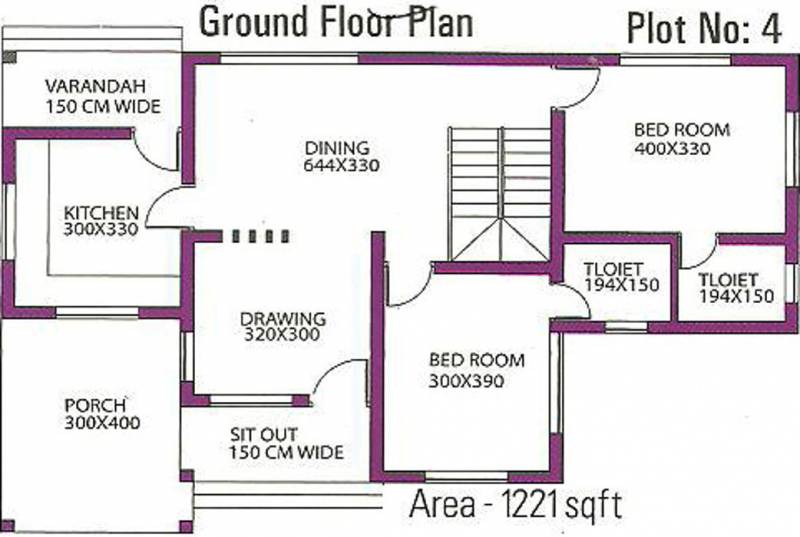 Bounteous Builders Bounty Meadows Ground Floor Plan (4BHK+4T (1,998 sq ft) 1998 sq ft)