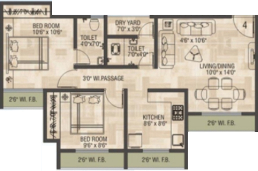 Mukta Mukta Residency (2BHK+2T (965 sq ft) 965 sq ft) Mukta Mukta Residency (2BHK+2T (965 sq ft) 965 sq ft)