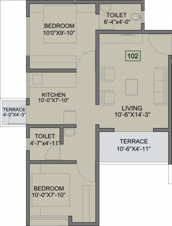Gangotree Subhankar (1BHK+1T (733 sq ft) 733 sq ft)