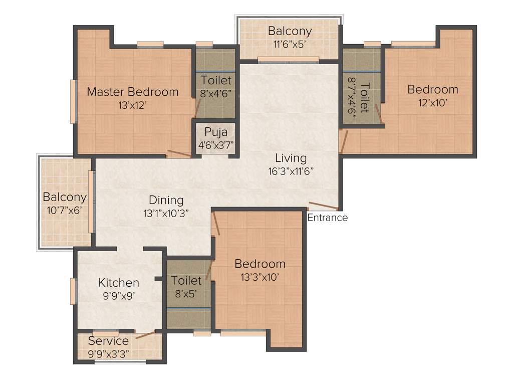Gayatri Enclave (3BHK+3T (1,600 sq ft) + Pooja Room 1600 sq ft)