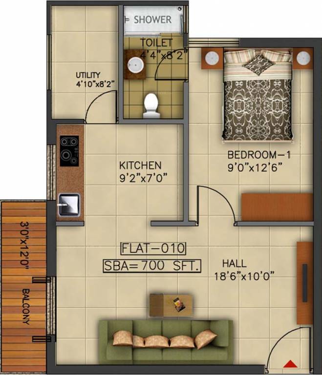 Kritan Iris (1BHK+1T (700 sq ft) 700 sq ft) Kritan Iris (1BHK+1T (700 sq ft) 700 sq ft)