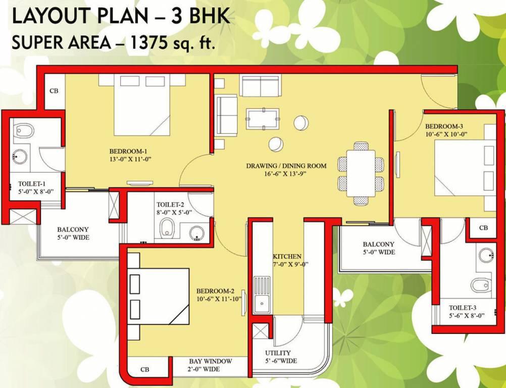 Nilaya Central Park (3BHK+3T (1,375 sq ft) 1375 sq ft) Nilaya Central Park (3BHK+3T (1,375 sq ft) 1375 sq ft)
