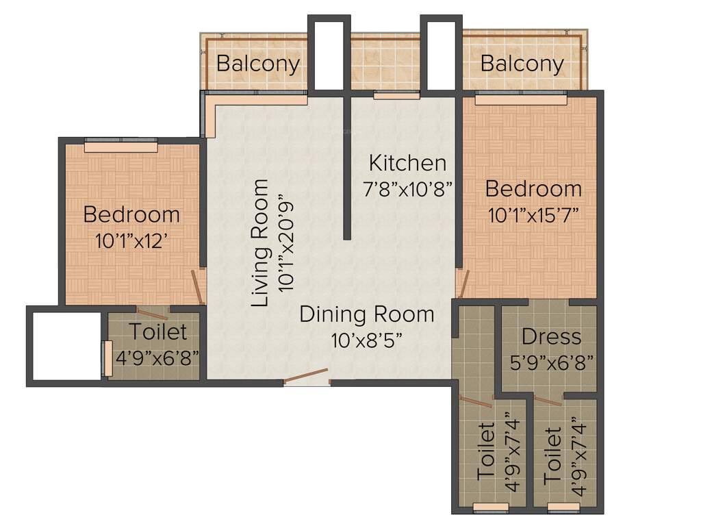 Comfort Heights (2BHK+3T (1,320 sq ft) 1320 sq ft)