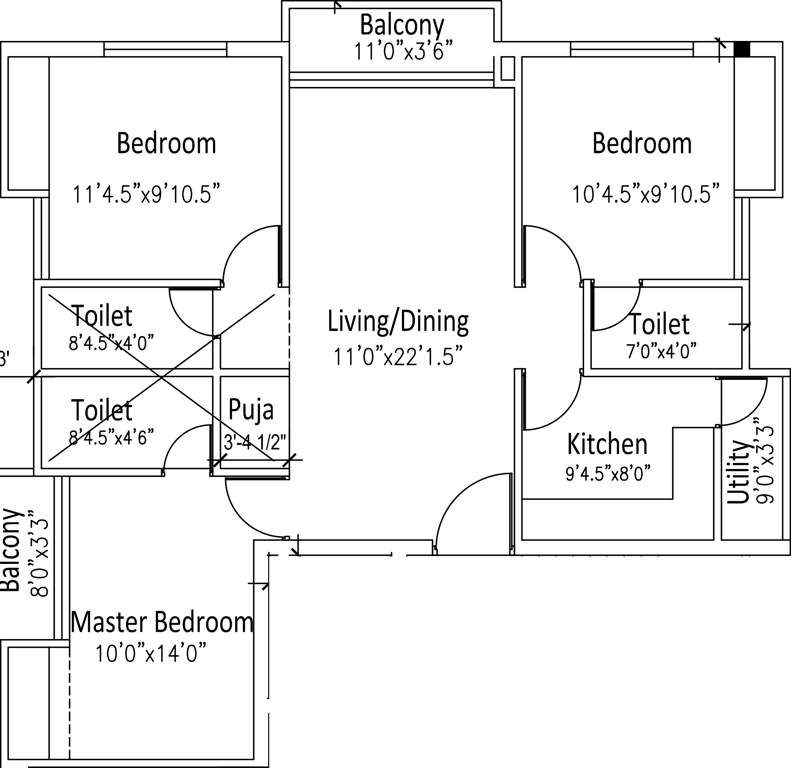 VRB Swathi (3BHK+3T (1,350 sq ft) + Pooja Room 1350 sq ft)