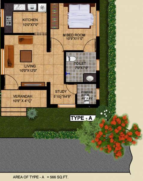 Serene Pelican II (1BHK+2T (566 sq ft) + Study Room 566 sq ft) Serene Pelican II (1BHK+2T (566 sq ft) + Study Room 566 sq ft)