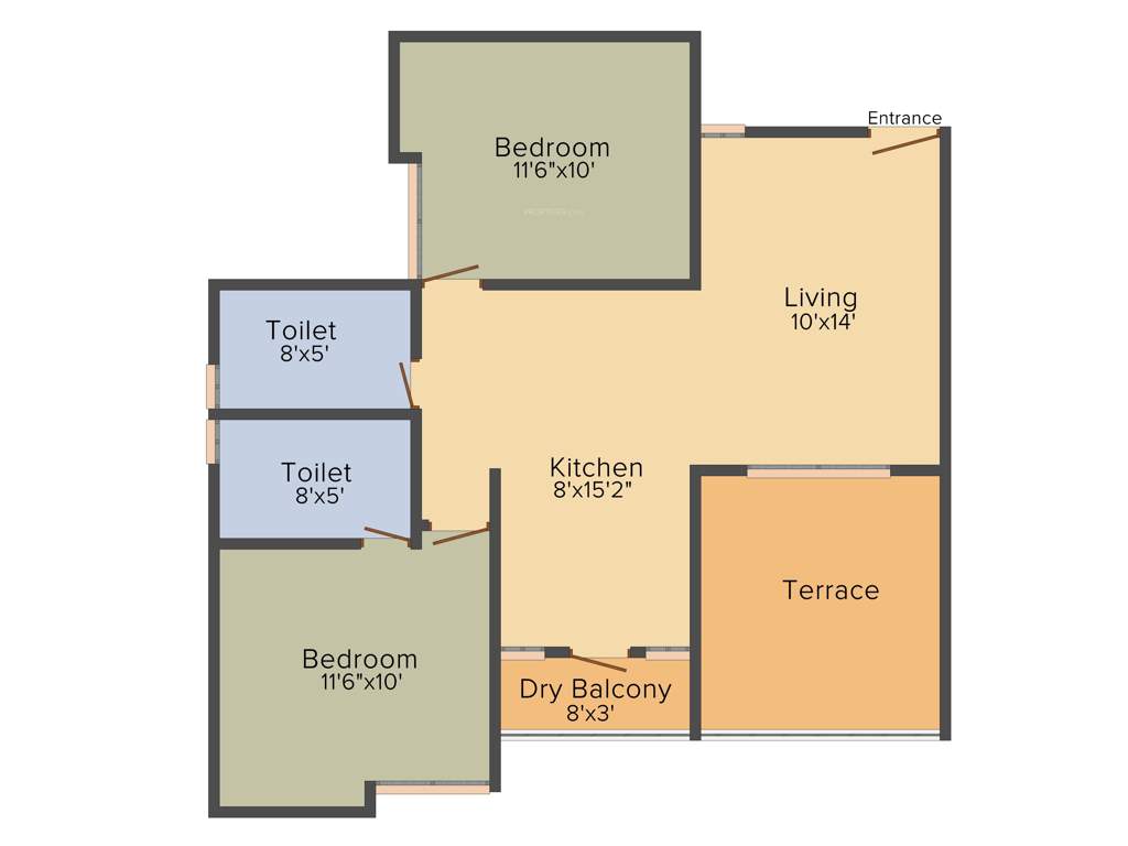 BK Sun Fantasy (2BHK+3T (988 sq ft) 988 sq ft)