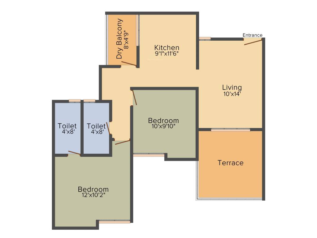 BK Sun Fantasy (2BHK+2T (972 sq ft) 972 sq ft)