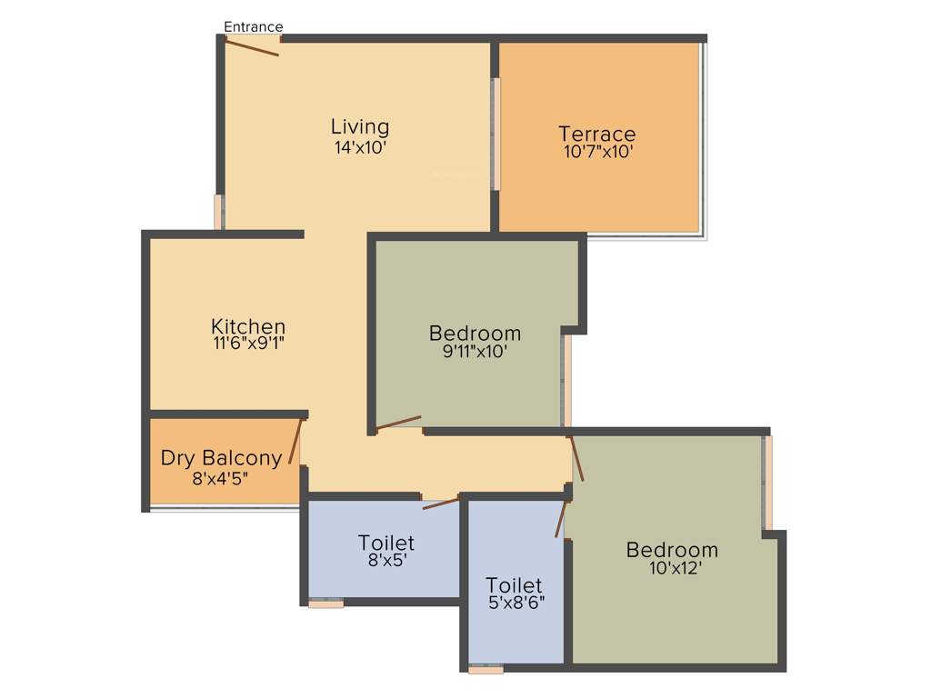 BK Sun Fantasy (2BHK+2T (981 sq ft) 981 sq ft)