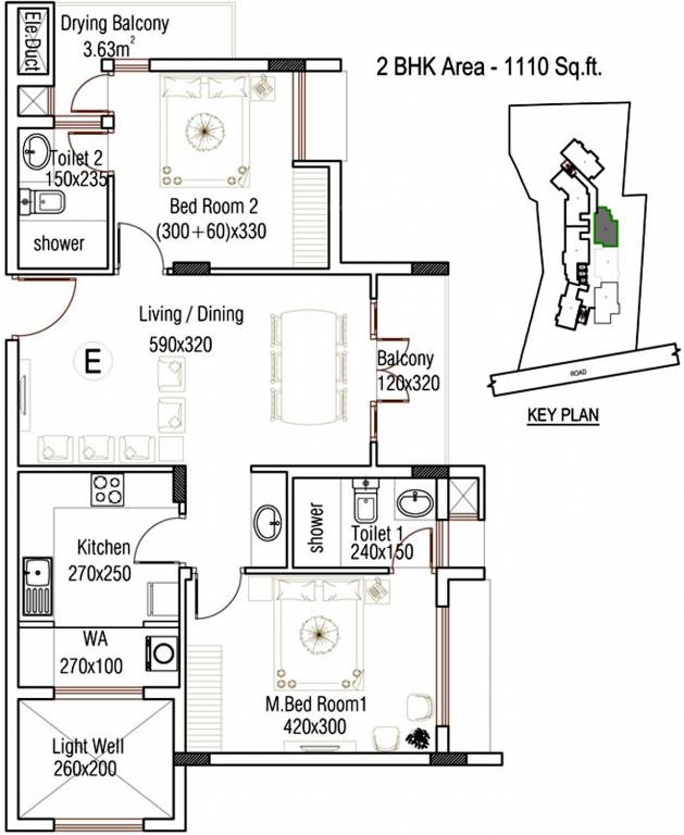 Asset Canvas (2BHK+2T (1,110 sq ft) 1110 sq ft)