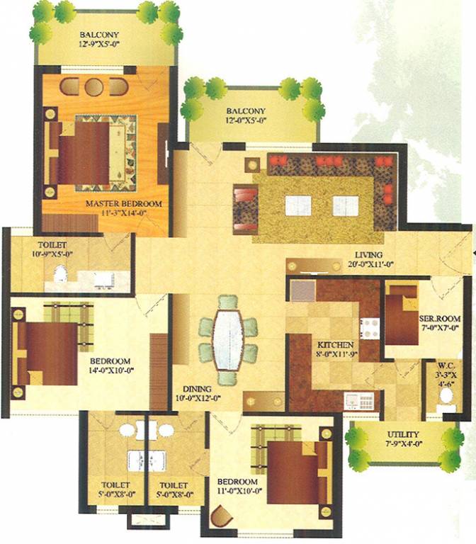 Sare Green Parc (3BHK+3T (1,608 sq ft) + Servant Room 1608 sq ft)