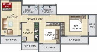 JP Swami Darshan (2BHK+2T (919 sq ft) 919 sq ft)