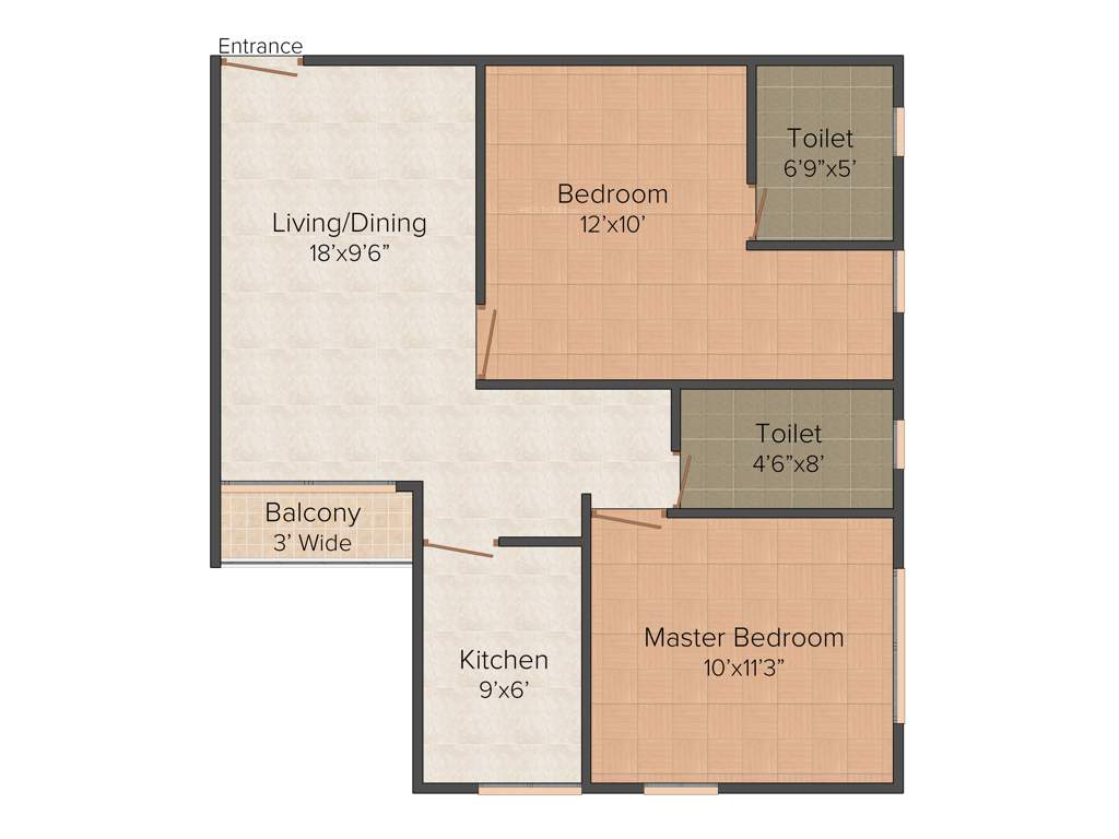 Master Orchard Estate (2BHK+2T (995 sq ft) 995 sq ft)