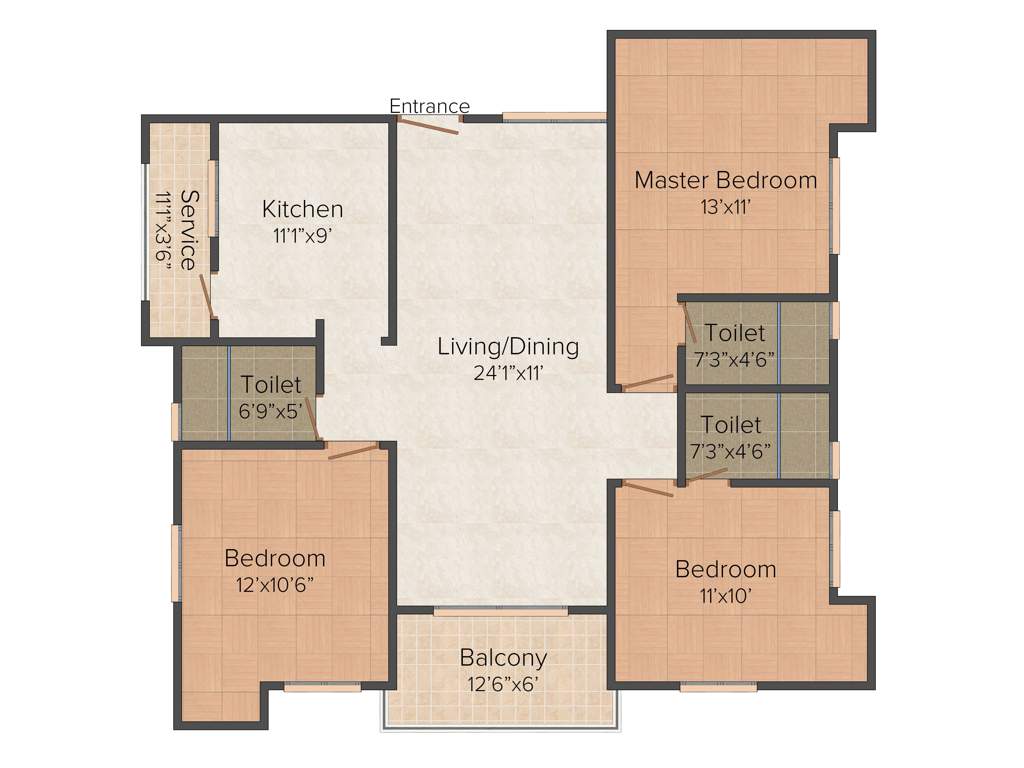 Gayatri Wood Crest (3BHK+3T (1,380 sq ft) 1380 sq ft)