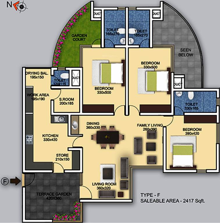 Jos Grand Aristo (3BHK+3T (2,417 sq ft) + Servant Room 2417 sq ft)