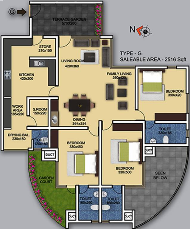 Jos Grand Aristo (3BHK+3T (2,516 sq ft) + Servant Room 2516 sq ft)