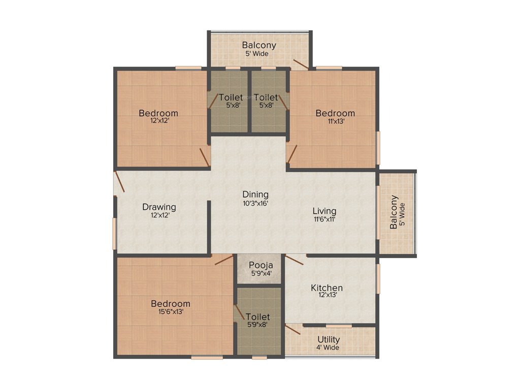 Aditya Empress Towers (3BHK+3T (1,915 sq ft) 1915 sq ft)