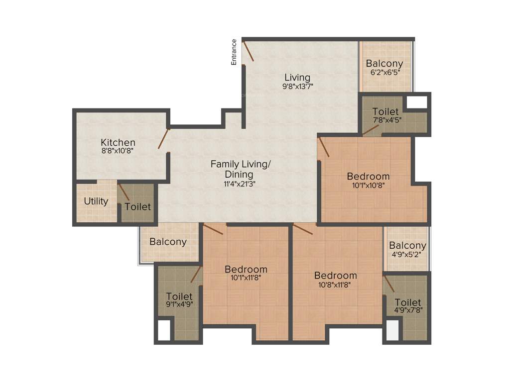 Fern Silver Springs (3BHK+4T (1,649 sq ft) 1649 sq ft)