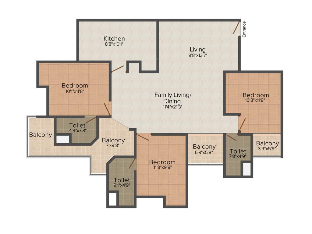 Fern Silver Springs (3BHK+3T (1,757 sq ft) 1757 sq ft)