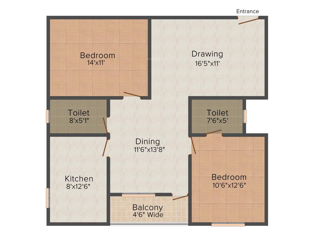 SB Kokila Palace (2BHK+2T (1,286 sq ft) 1286 sq ft)