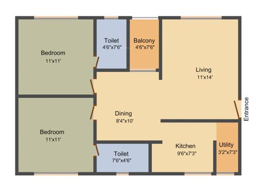 Teja Serein (2BHK+2T (970 sq ft) 970 sq ft)