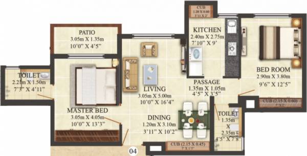 Puraniks Hometown Phase 3 (2BHK+2T (700 sq ft) 700 sq ft)