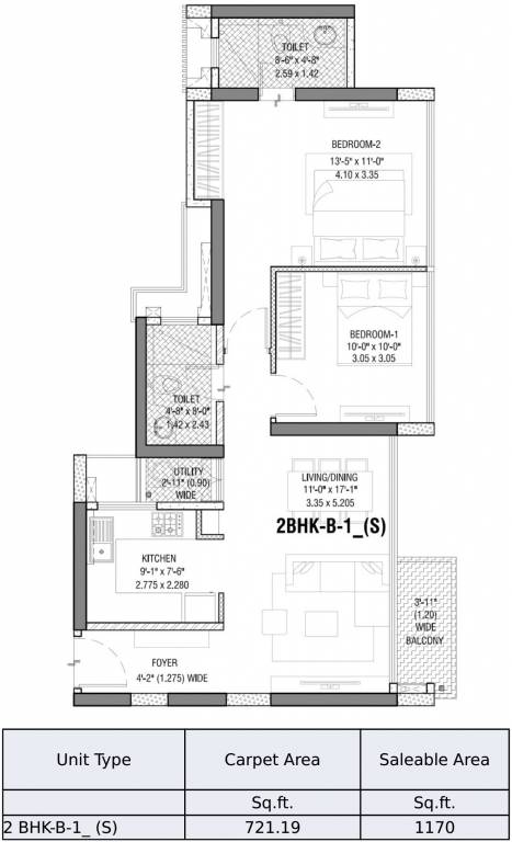 TATA Serein (2BHK+2T (1,170 sq ft) 1170 sq ft)